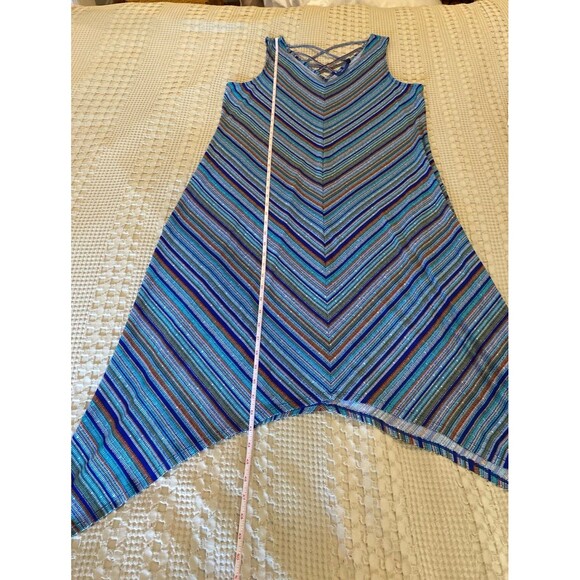 Apt. 9 Maxi Dress Sz XL Sleeveless Criss Cross Back Striped Blue Orange Stretchy - Picture 11 of 12